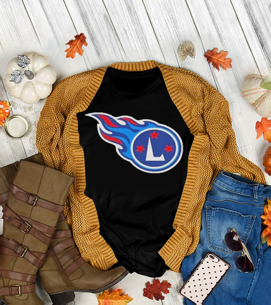 Funny Ahh Tees Tennessee Titans Fire L логотип T-Shirt