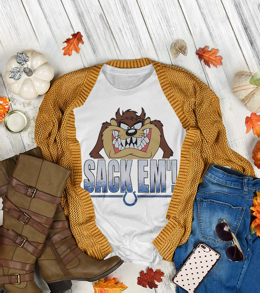 Looney Tunes Taz Sack Em Indianapolis Colts Football Fan Gear T-Shirt