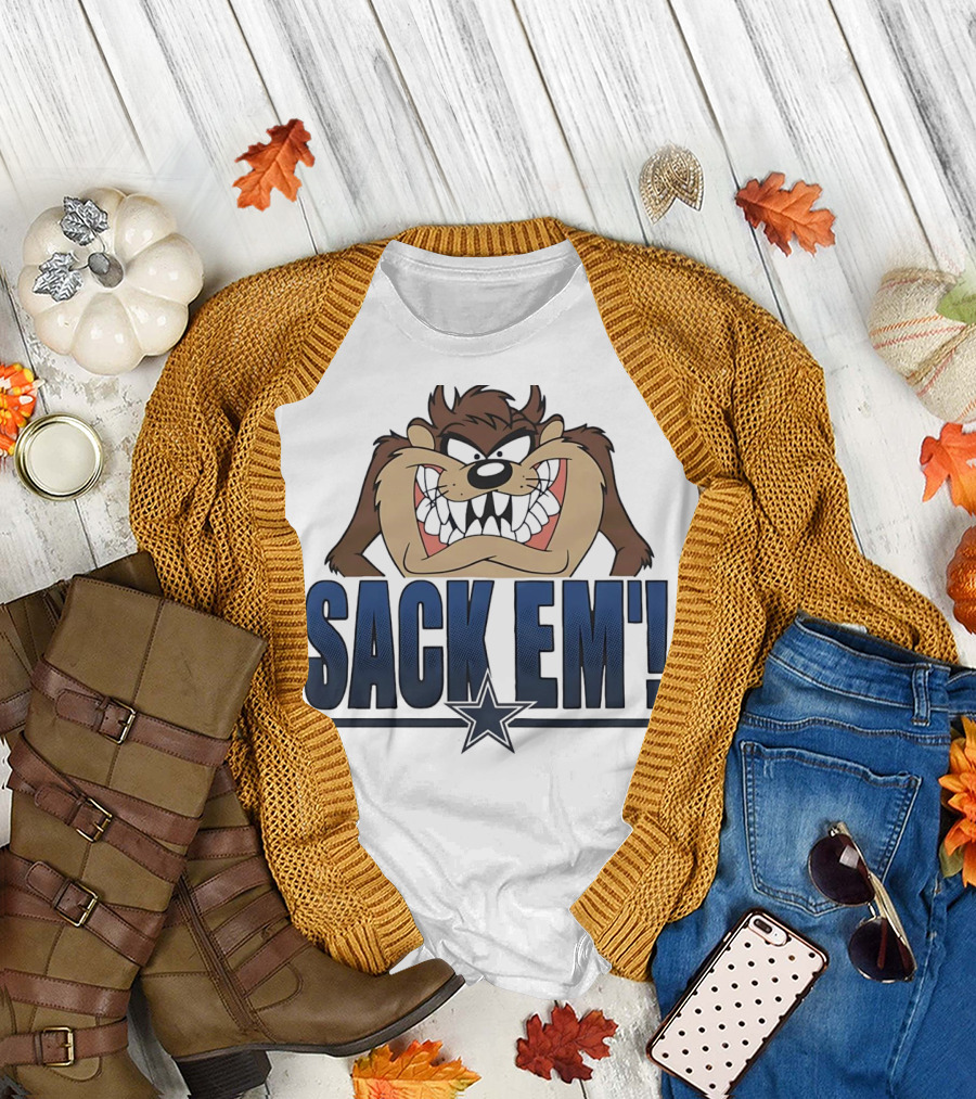 Looney Tunes Taz Sack 'Em Dallas Cowboys T-Shirt