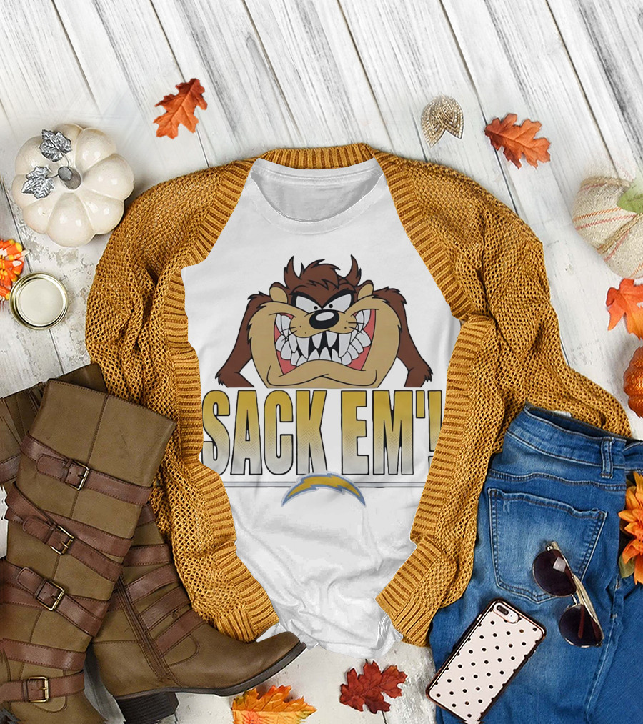 Looney Tunes Taz Sack 'Em Los Angeles Chargers T-Shirt