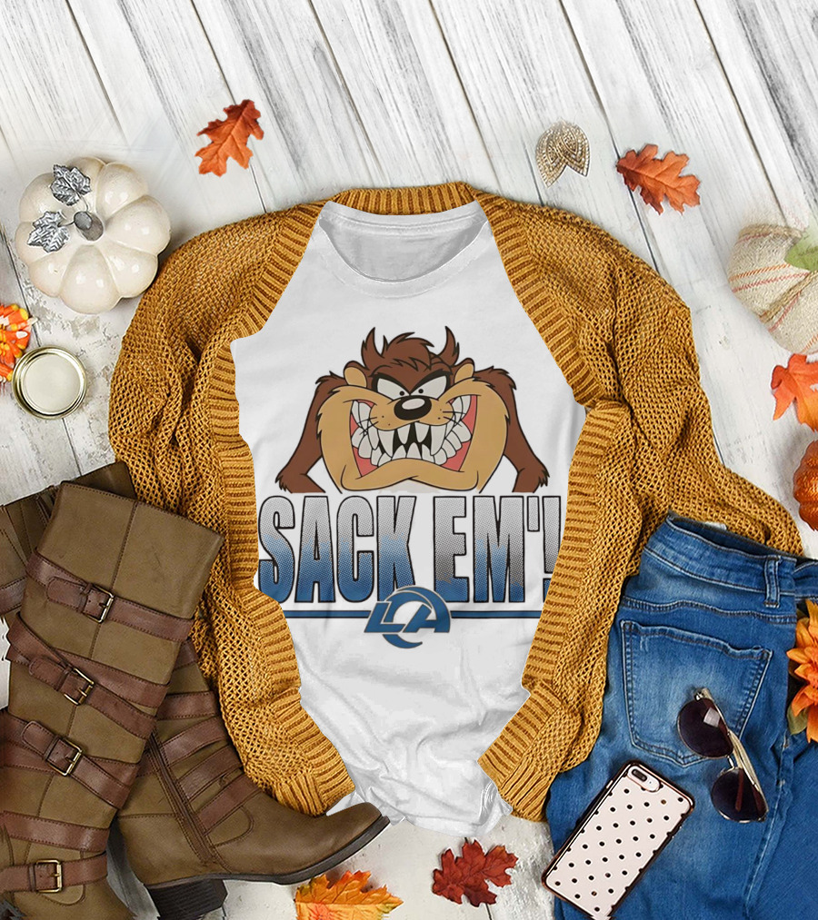 Looney Tunes Taz Sack Em LA Los Angeles Rams T-Shirt