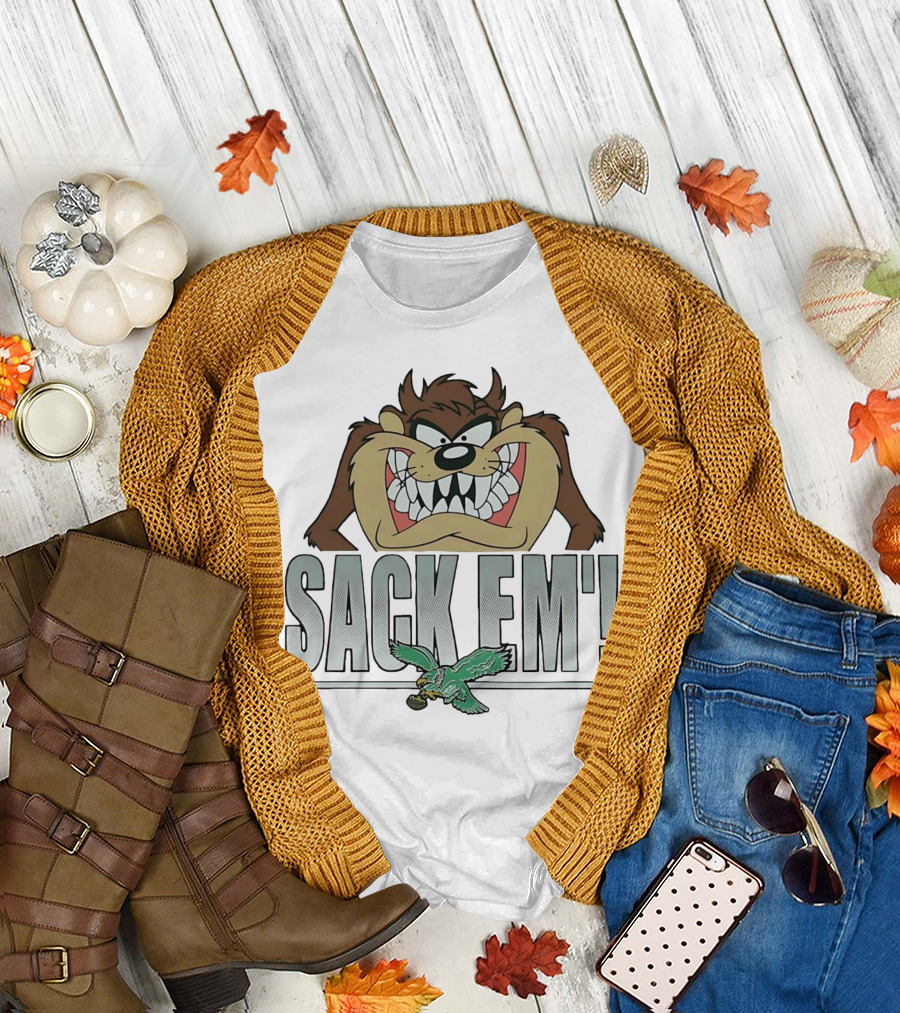 Looney Tunes Taz Sack Em Philadelphia Eagles T-Shirt