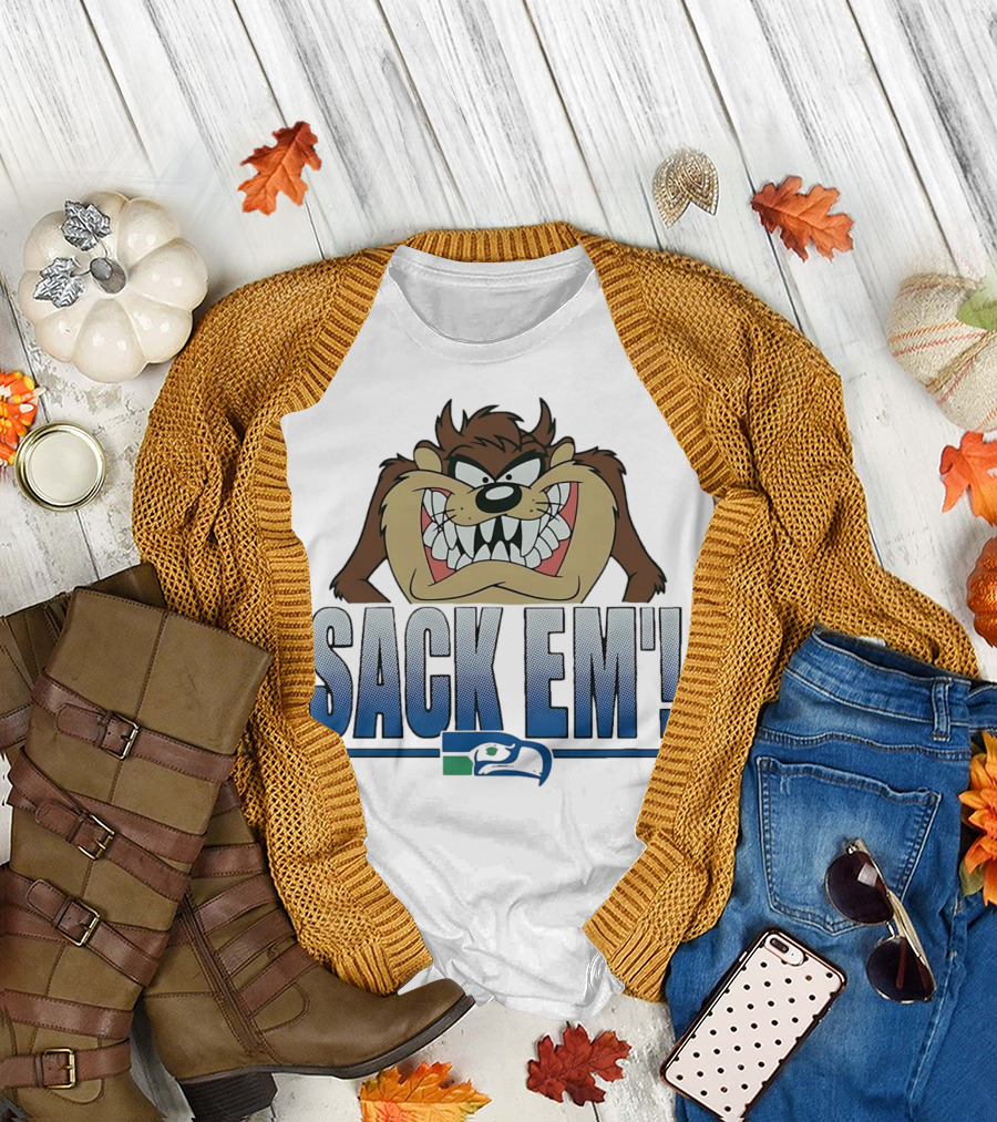 Looney Tunes Taz Sack Em Seattle Seahawks T-Shirt