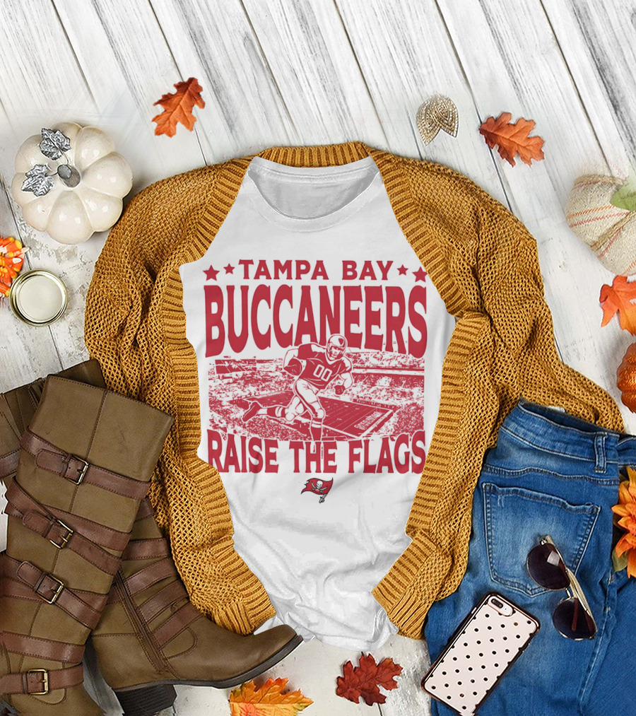 Tampa Bay Buccaneers Raise the Flags Gameday Football Stadium Red T-Shirt