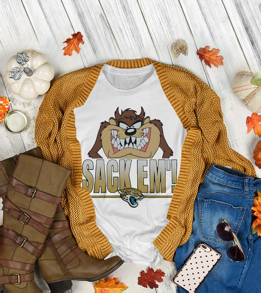 Looney Tunes Taz Sack Em Jacksonville Jaguars T-Shirt