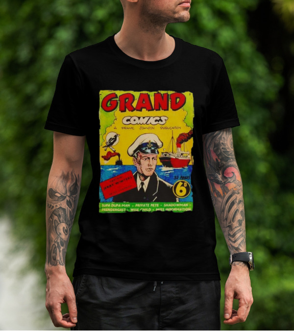 Grand Comics No 52 Captain Jerry Winters Bird Ship Supa Dupa Man Shadowman Prendergast Miss Information T-Shirt