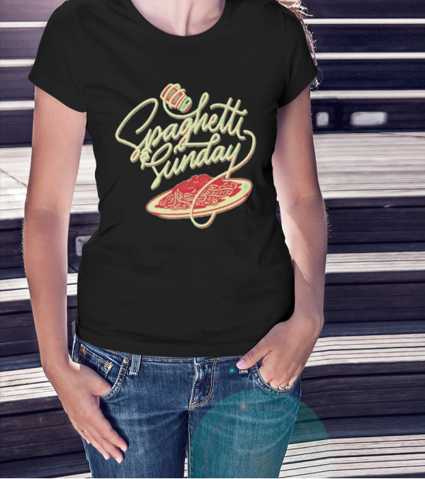 Spaghetti Sunday Pasta Dish With Fork And Plate T-Shirt