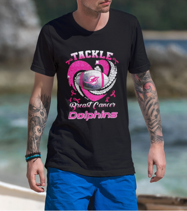 Tackle Breast Cancer Dolphins Football Awareness T-Shirt