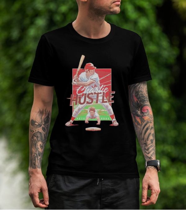 Charlie Hustle Pete Rose Cincinnati Reds Cartoon Player T-Shirt