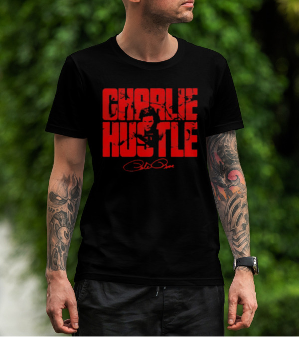 Charlie Hustle Cincinnati Reds Pete Rose Signature T-Shirt