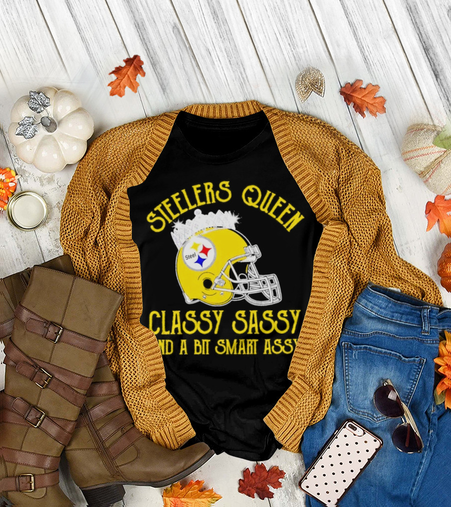 Steelers Queen Classy Sassy and a Bit Smart Assy Crown Helmet T-Shirt