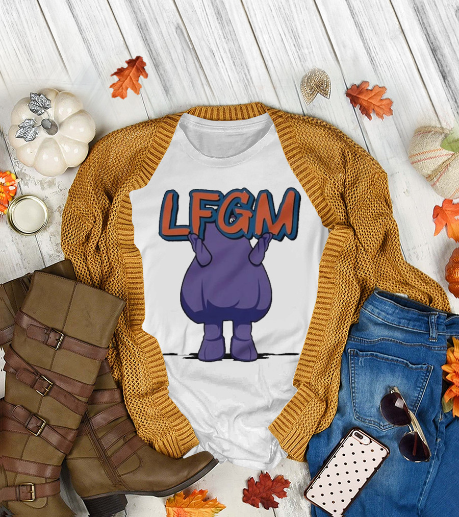 Grimace LFGM New York Mets Character Holding Letters T-Shirt