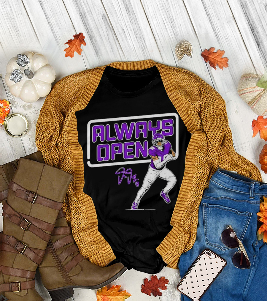 Always Open Justin Jefferson Minnesota Vikings 18 Signature T-Shirt