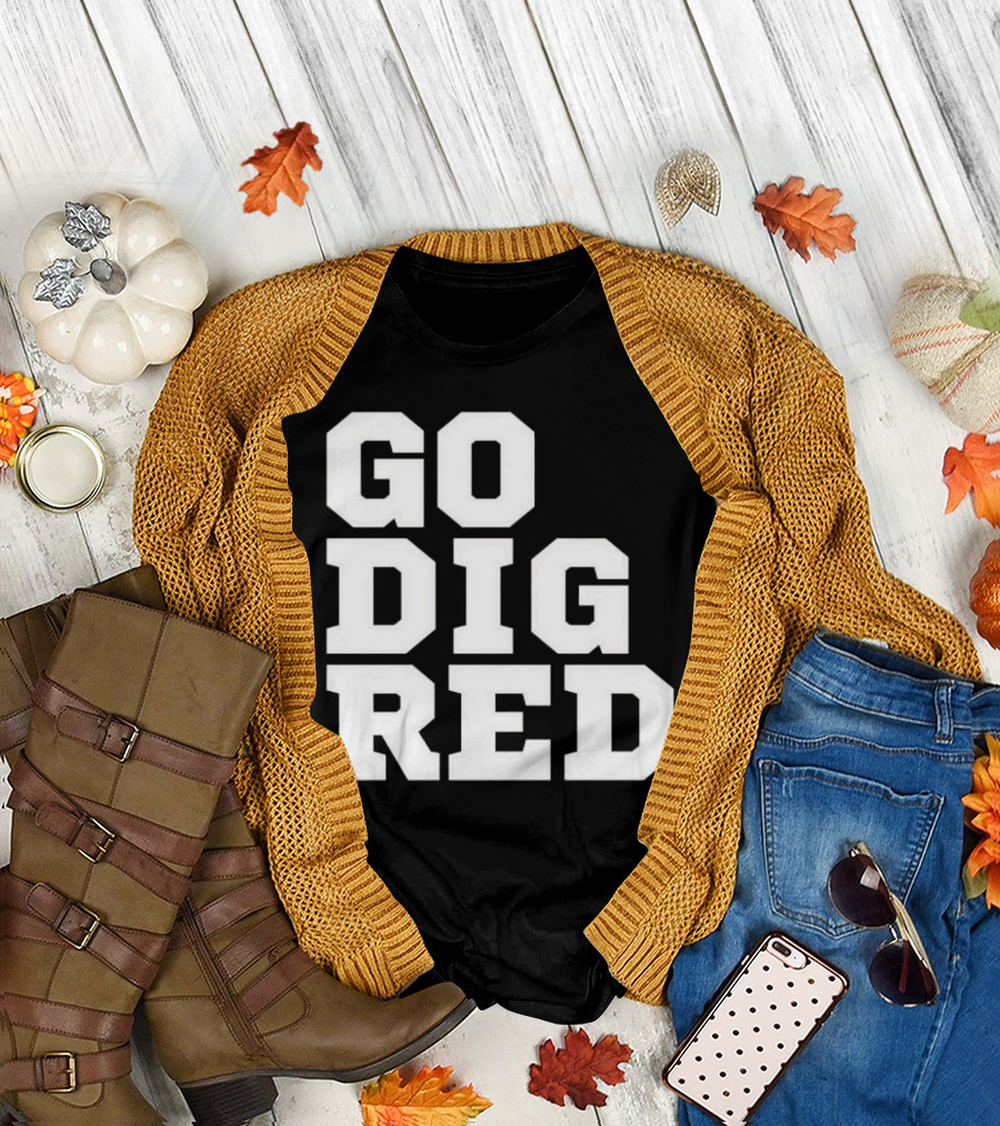 Go Dig Red Volleyball Nebraska Huskers Fan Spirit T-Shirt
