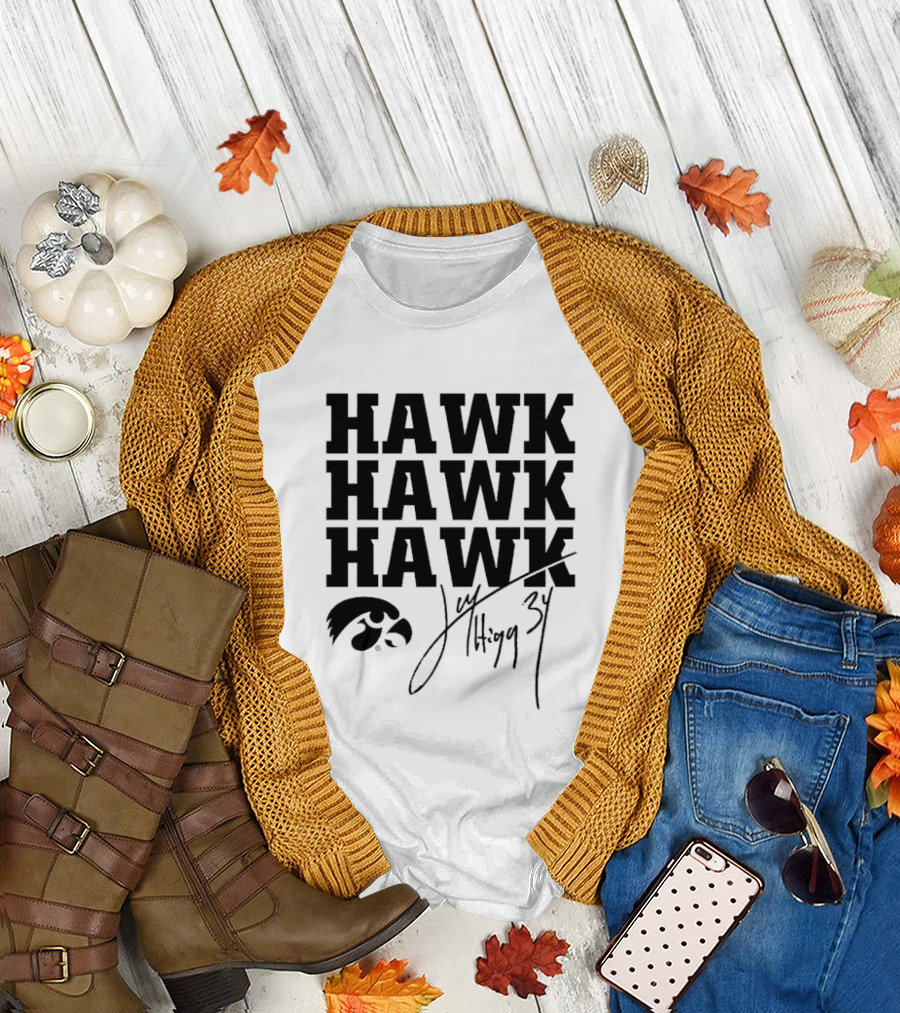 HAWK HAWK HAWK Jay Higgins 34 Iowa Hawkeyes Signature T-Shirt