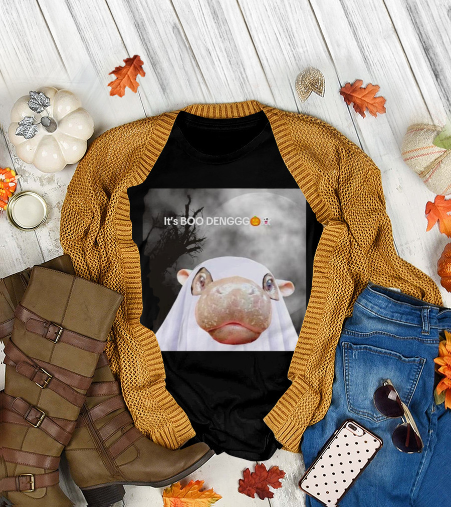 It’s BOO DENGGG Hippo Ghost Halloween Moon Tree T-Shirt