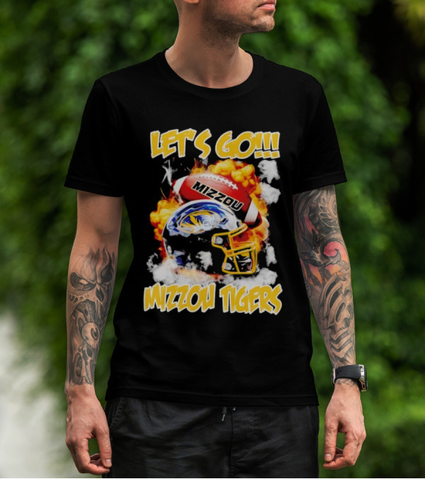 LET'S GO MIZZOU TIGERS FOOTBALL HELMET FIREBALL T-Shirt