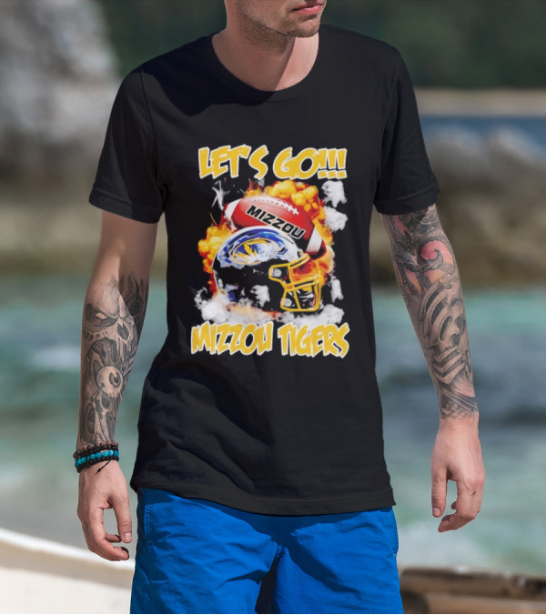 LET'S GO MIZZOU TIGERS FOOTBALL HELMET FIREBALL T-Shirt