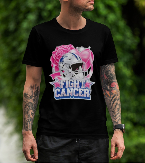 Dallas Cowboys Fight Breast Cancer Awareness Rose Pink Heart Helmet T-Shirt