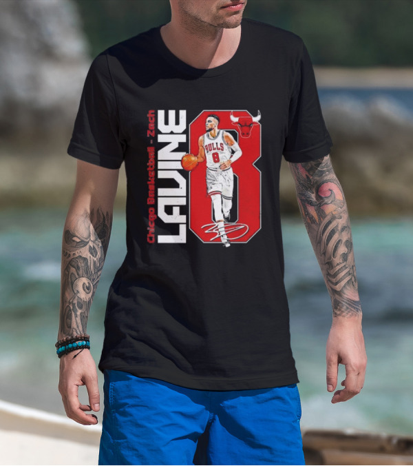 Zach Lavine Chicago Basketball Bulls Number 8 Signature T-Shirt
