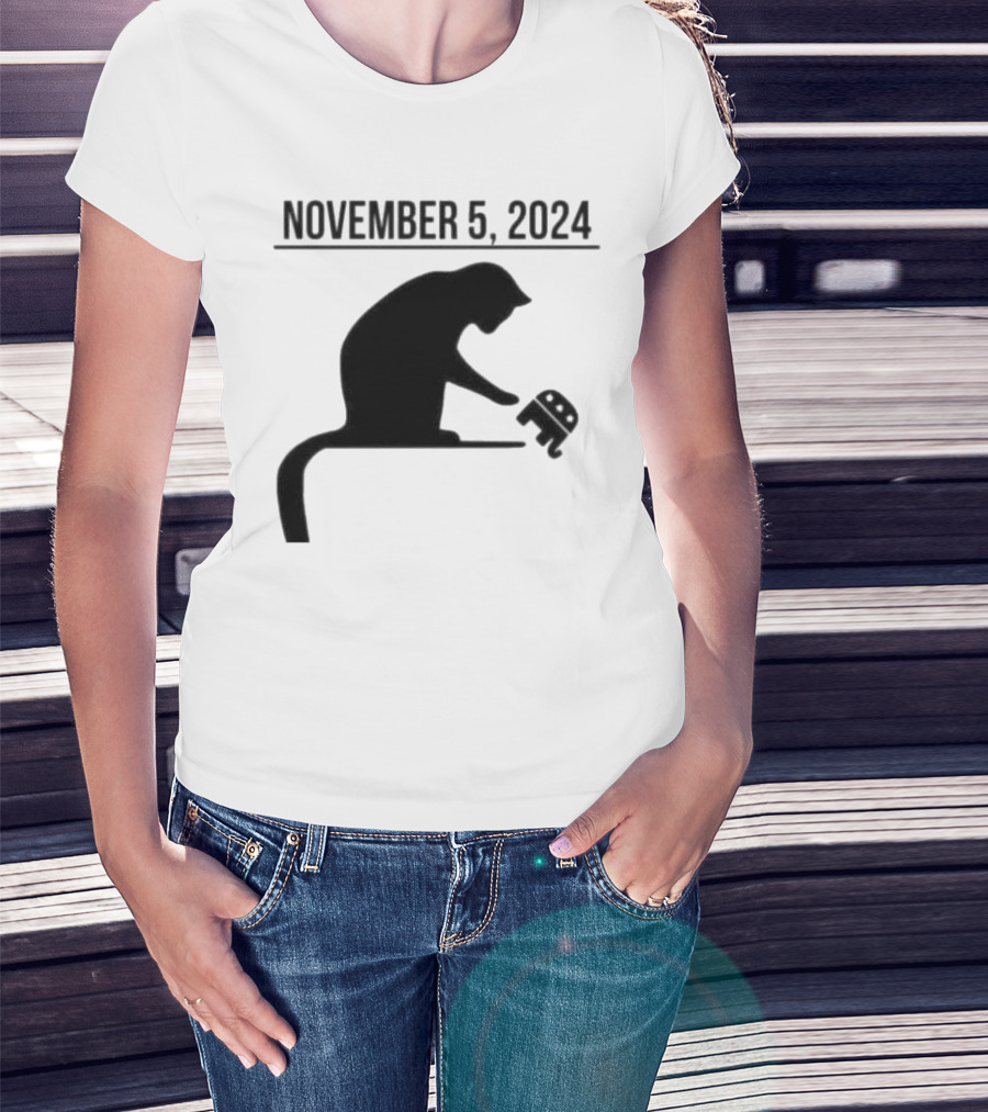 Cat Lady Knocking Republican Elephant November 5 T-Shirt