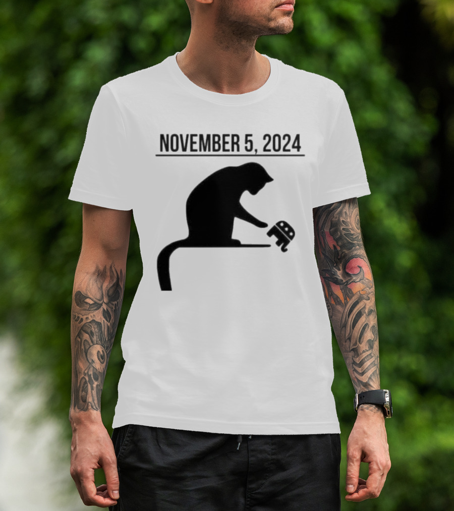 Cat Lady Knocking Republican Elephant November 5 T-Shirt