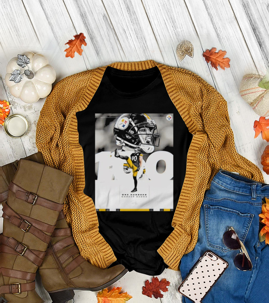 TJ Watt Pittsburgh Steelers 100 Career Sacks Signature T-Shirt
