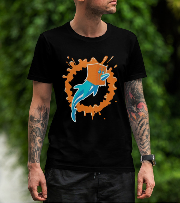 Paper Bag Dolphin Miami Dolphins Fan Humor NFL Sports Team T-Shirt