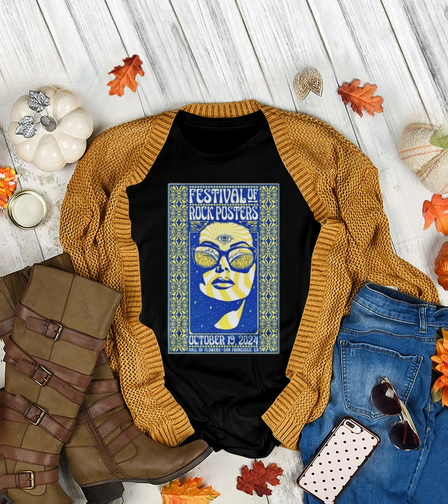 Festival Of Rock Posters October 19 2024 Hall Of Flowers San Francisco CA Psychedelic Eye Sunglasses T-Shirt