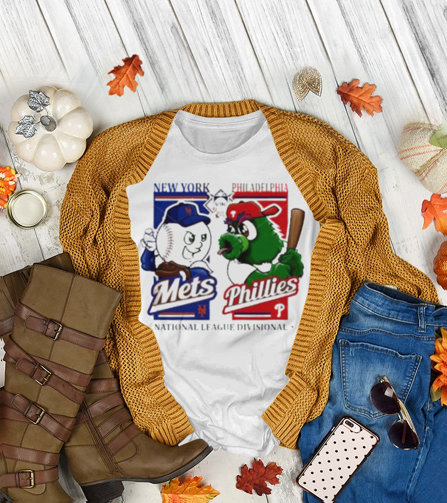 New York Mets vs Philadelphia Phillies National League Divisional Mascots T-Shirt