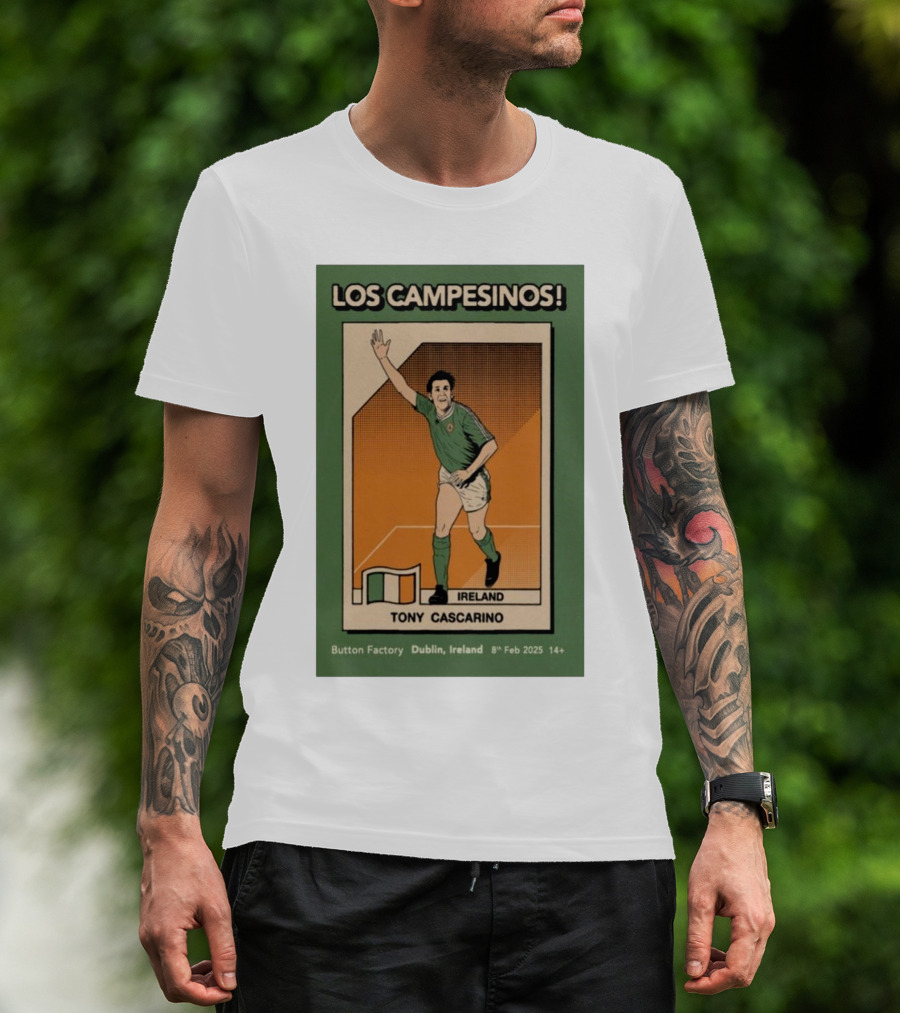 Los Campesinos Dublin Show Featuring Ireland Tony Cascarino Card At Button Factory February 8 2025 T-Shirt