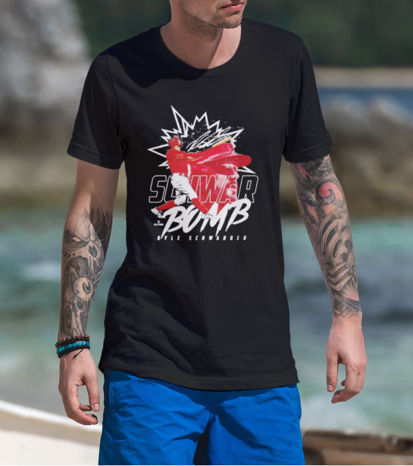 Schwar Bomb Kyle Schwarber Philadelphia Phillies Signature Iconic Baseball Explosion T-Shirt