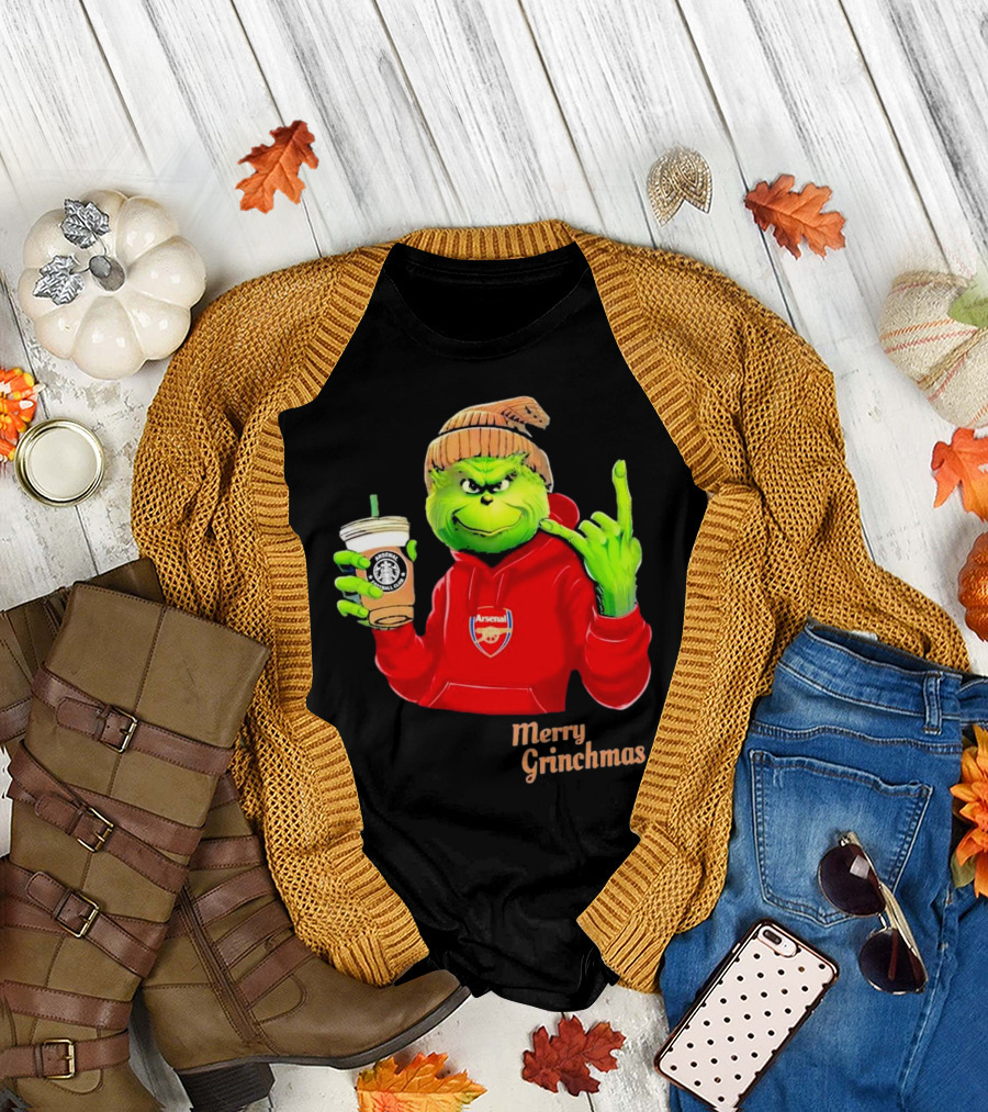 Grinch Arsenal FC Red Hoodie Merry Grinchmas Coffee Cup T-Shirt
