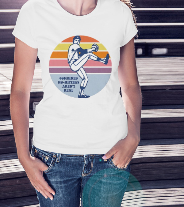 Combined No-Hitters Aren’t Real Vintage Baseball Pitcher Retro Stripes T-Shirt