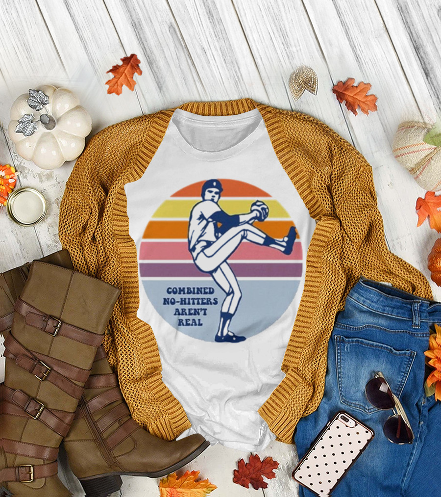 Combined No-Hitters Aren’t Real Vintage Baseball Pitcher Retro Stripes T-Shirt