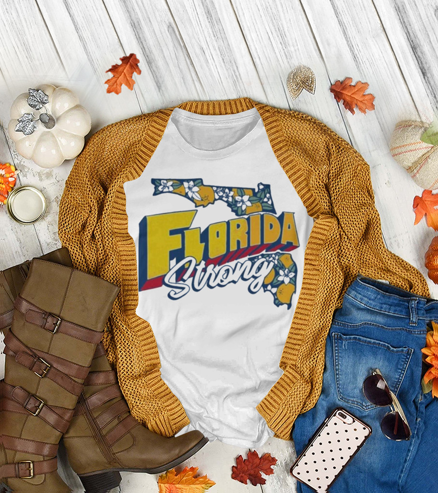 Florida Strong Hurricane Milton Pray Orange Blossom Map T-Shirt