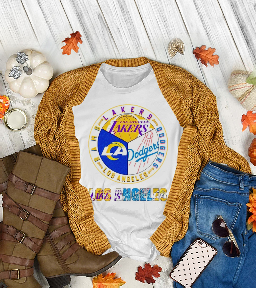 Los Angeles Rams Lakers Dodgers Circle Mashup T-Shirt