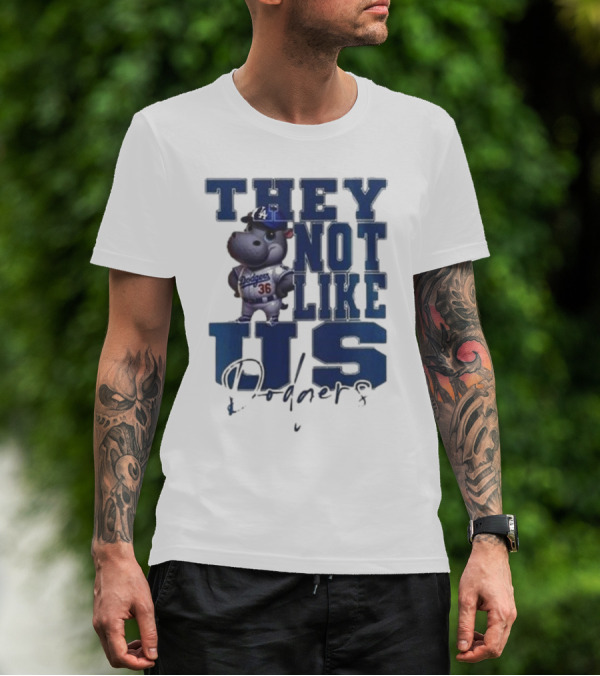 THEY NOT LIKE US Dodgers Moo Deng X Los Angeles Dodgers T-Shirt