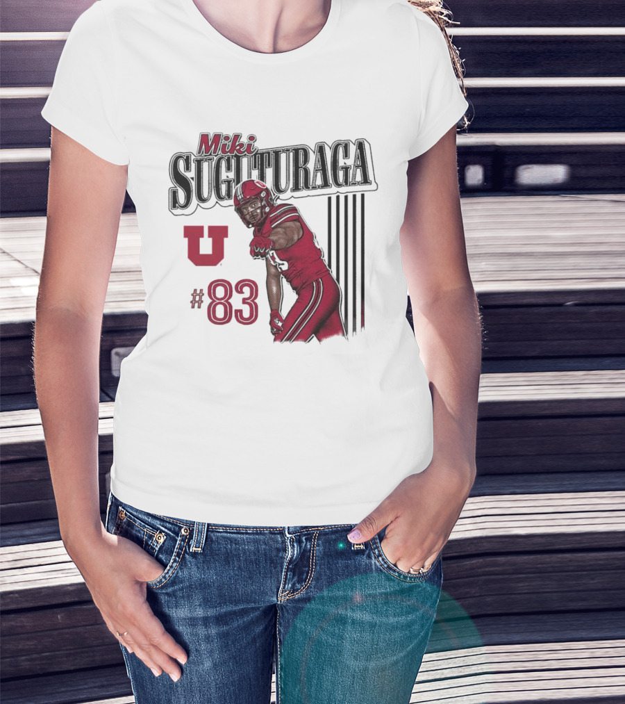 Miki Suguturaga Utah Utes #83 Football Cartoon Player T-Shirt