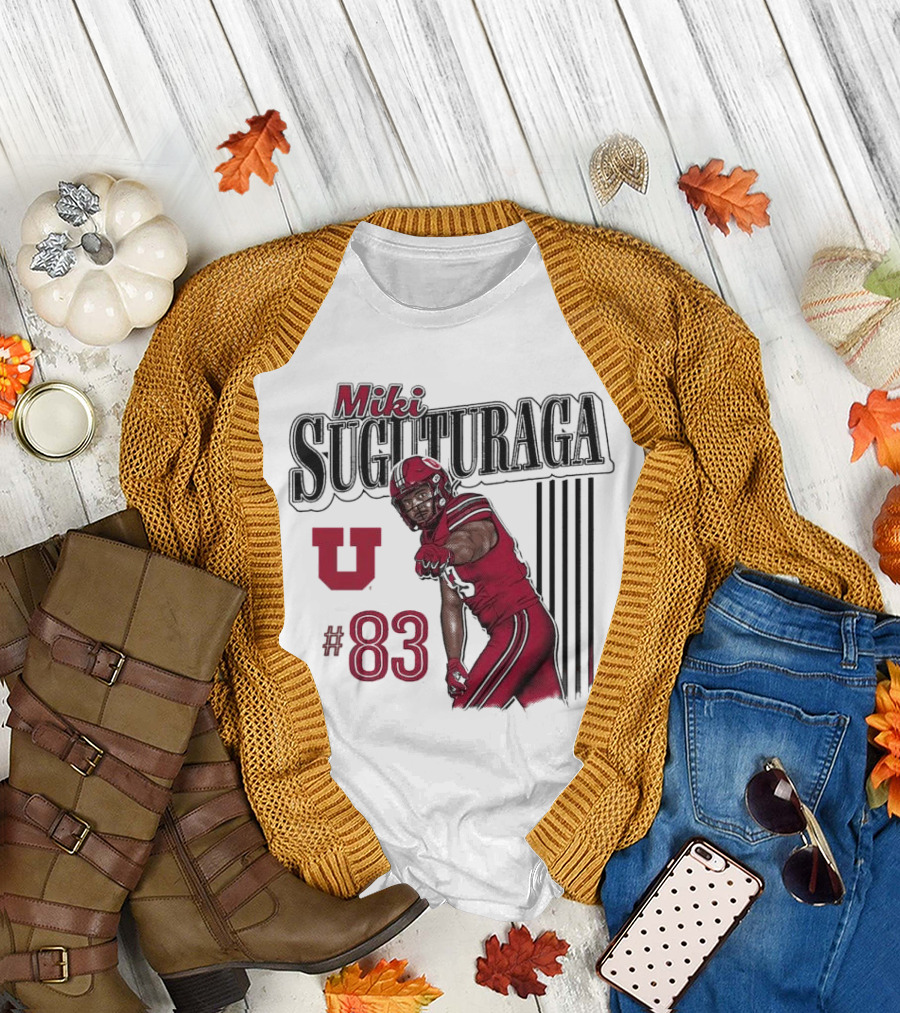 Miki Suguturaga Utah Utes #83 Football Cartoon Player T-Shirt