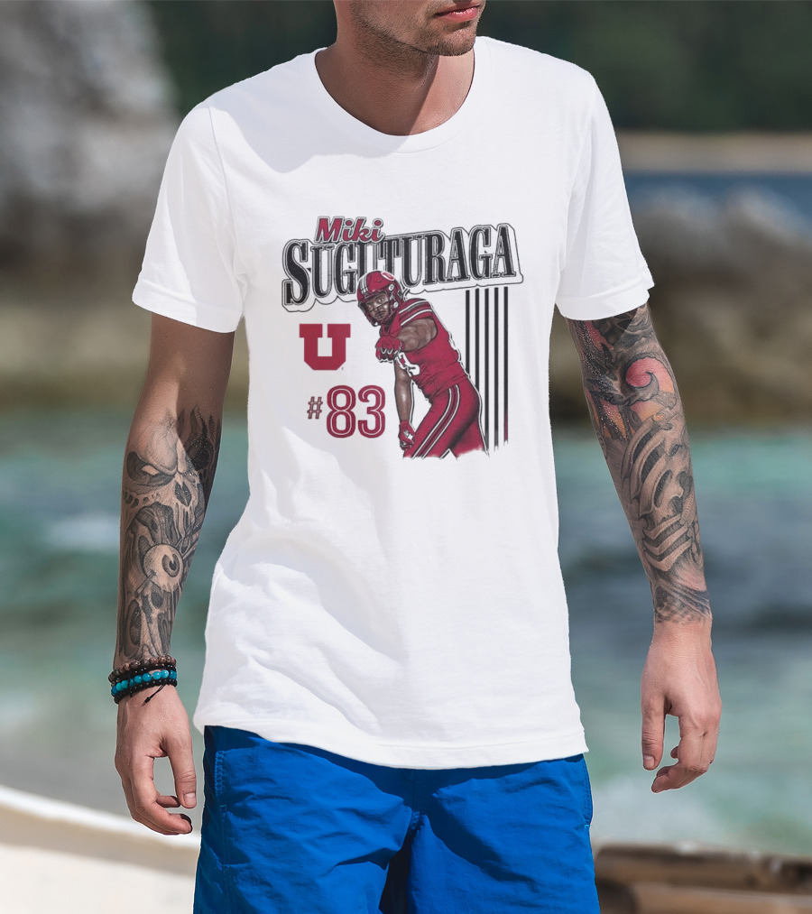 Miki Suguturaga Utah Utes #83 Football Cartoon Player T-Shirt
