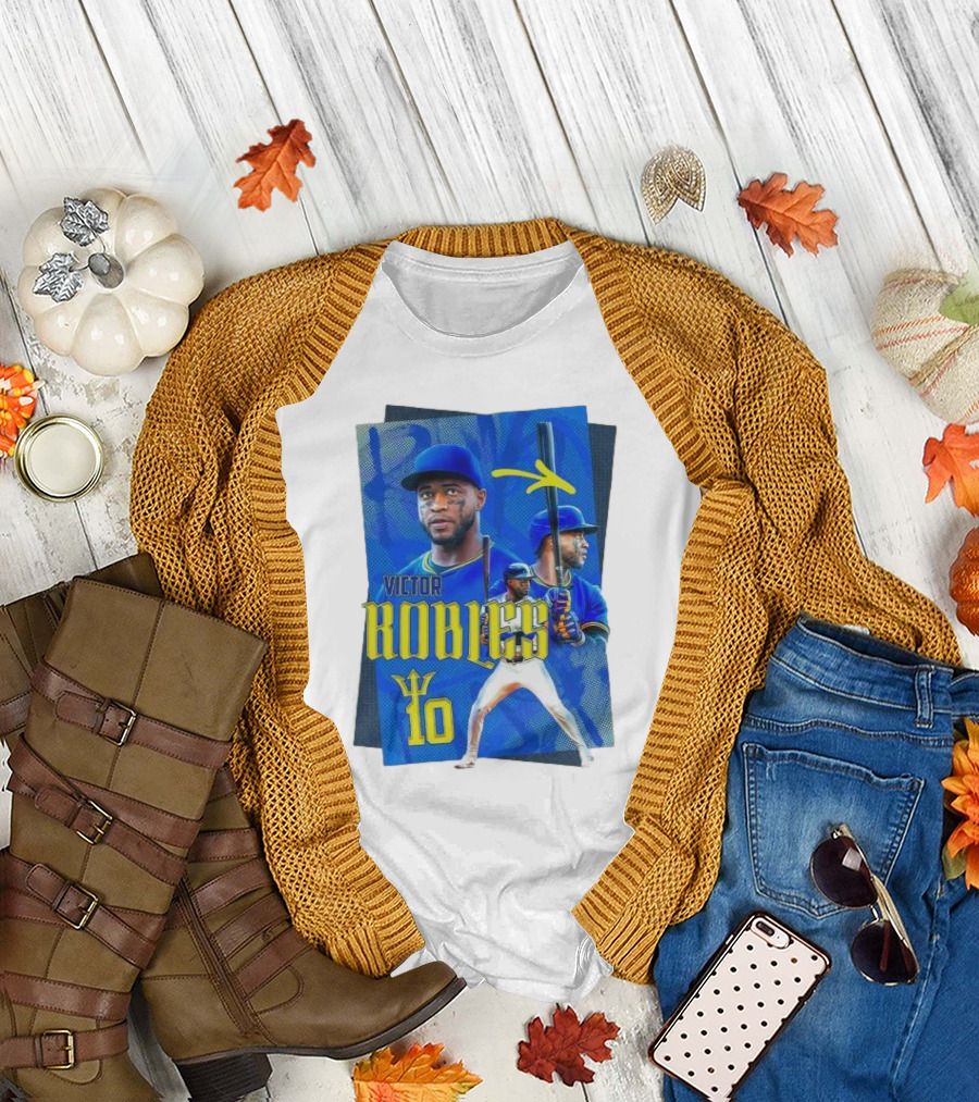 Victor Robles Baseball Player Blue and Yellow T-Shirt