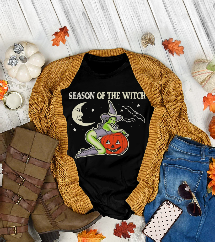 SEASON OF THE WITCH HALLOWEEN MOON BAT PUMPKIN T-Shirt