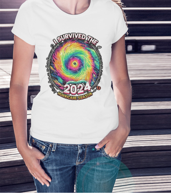 I Survived The Hurricane Season 2024 Spiral Vortex Vintage T-Shirt