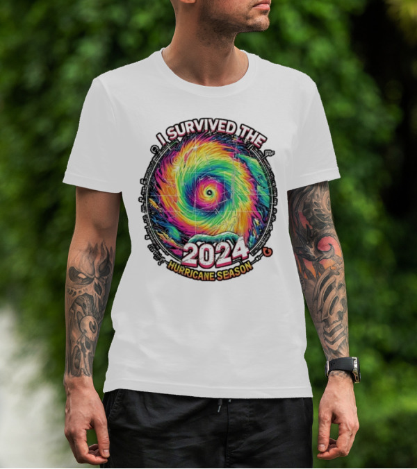 I Survived The Hurricane Season 2024 Spiral Vortex Vintage T-Shirt