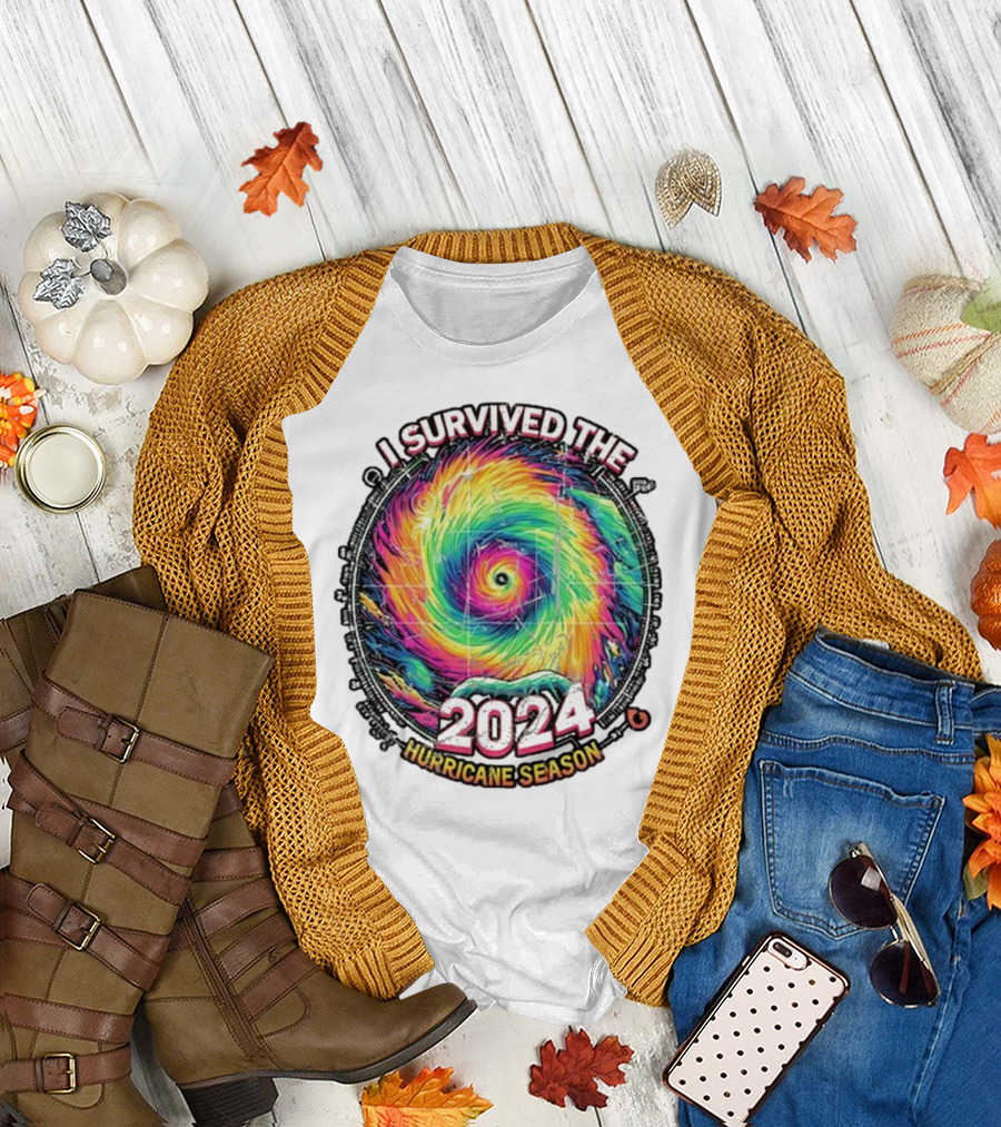I Survived The Hurricane Season 2024 Spiral Vortex Vintage T-Shirt
