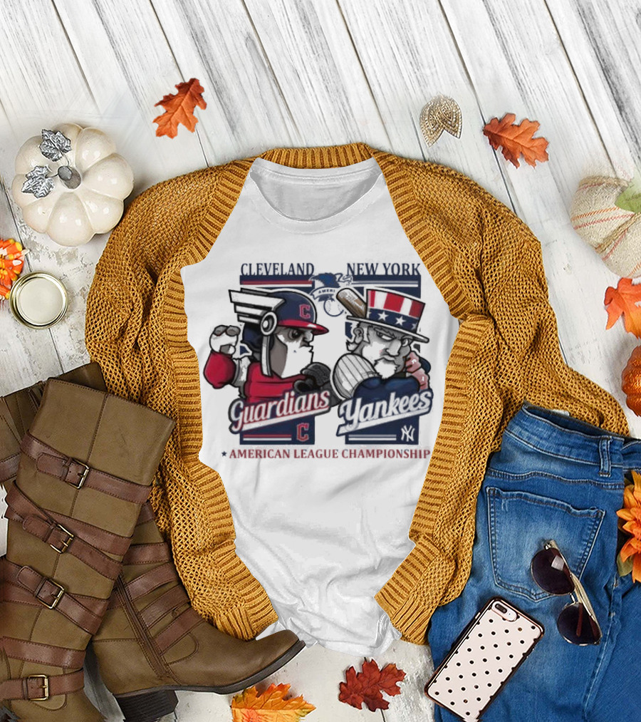 Cleveland Guardians vs New York Yankees American League Championship Mascots T-Shirt