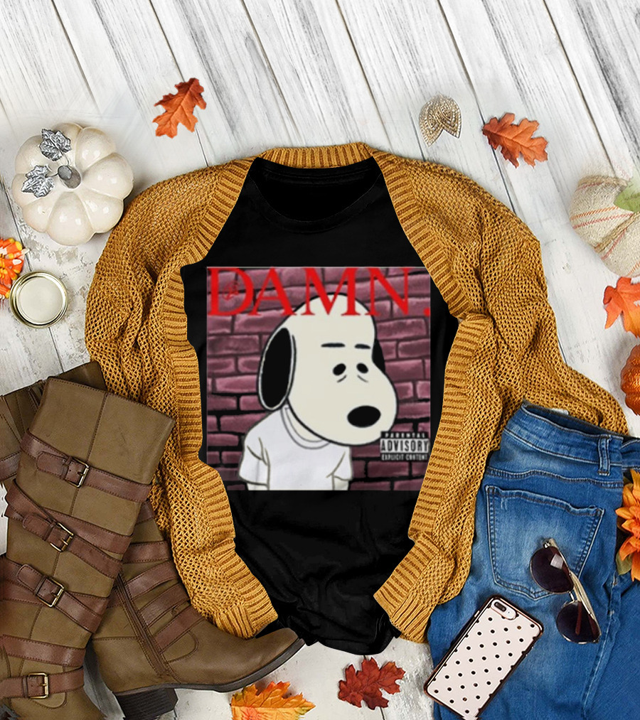Damn. Snoopy Parental Advisory Brick Wall T-Shirt