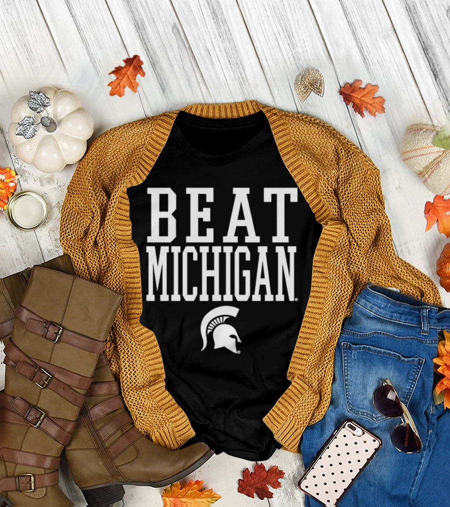 Beat Michigan Michigan State Spartans Helmet T-Shirt