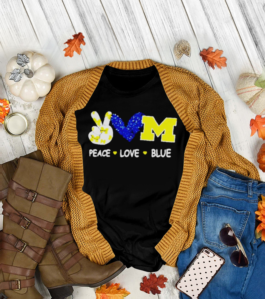 Peace Love M Blue T-Shirt